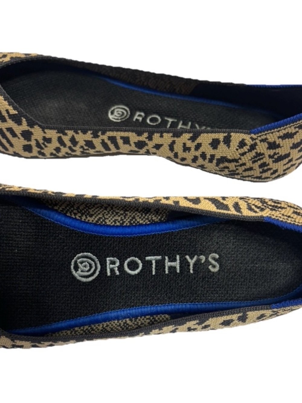 Rothy’s The Point Leopard Print Flats Women’s Size 9 Blue Trim Pointed Toe 🐆✨ - Picture 4 of 15